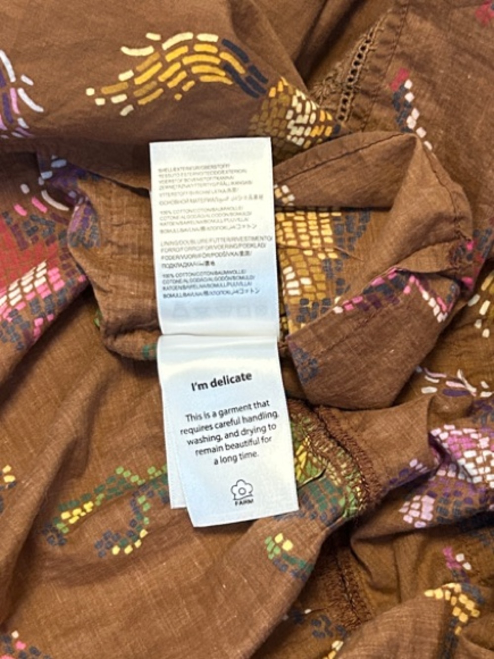 FARM Rio Brown Dotted Horses Ruffled Maxi Dress with Square Neckline. Size S - Picture 11 of 16
